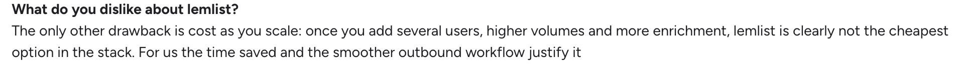 Screenshot showing Reddit user feedback on Lemwarm pricing and scalability.