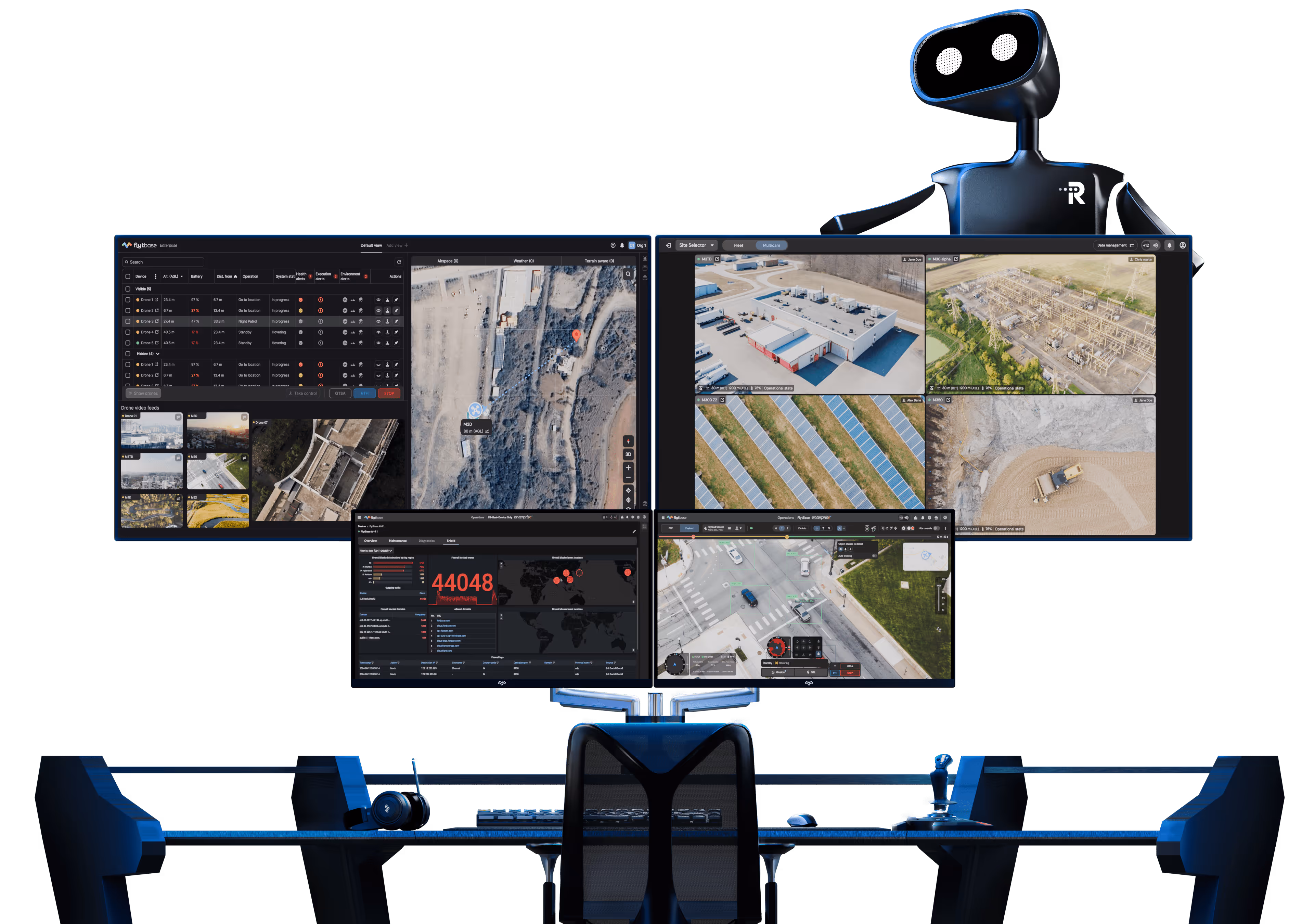 Robot monitoring solar panel data.