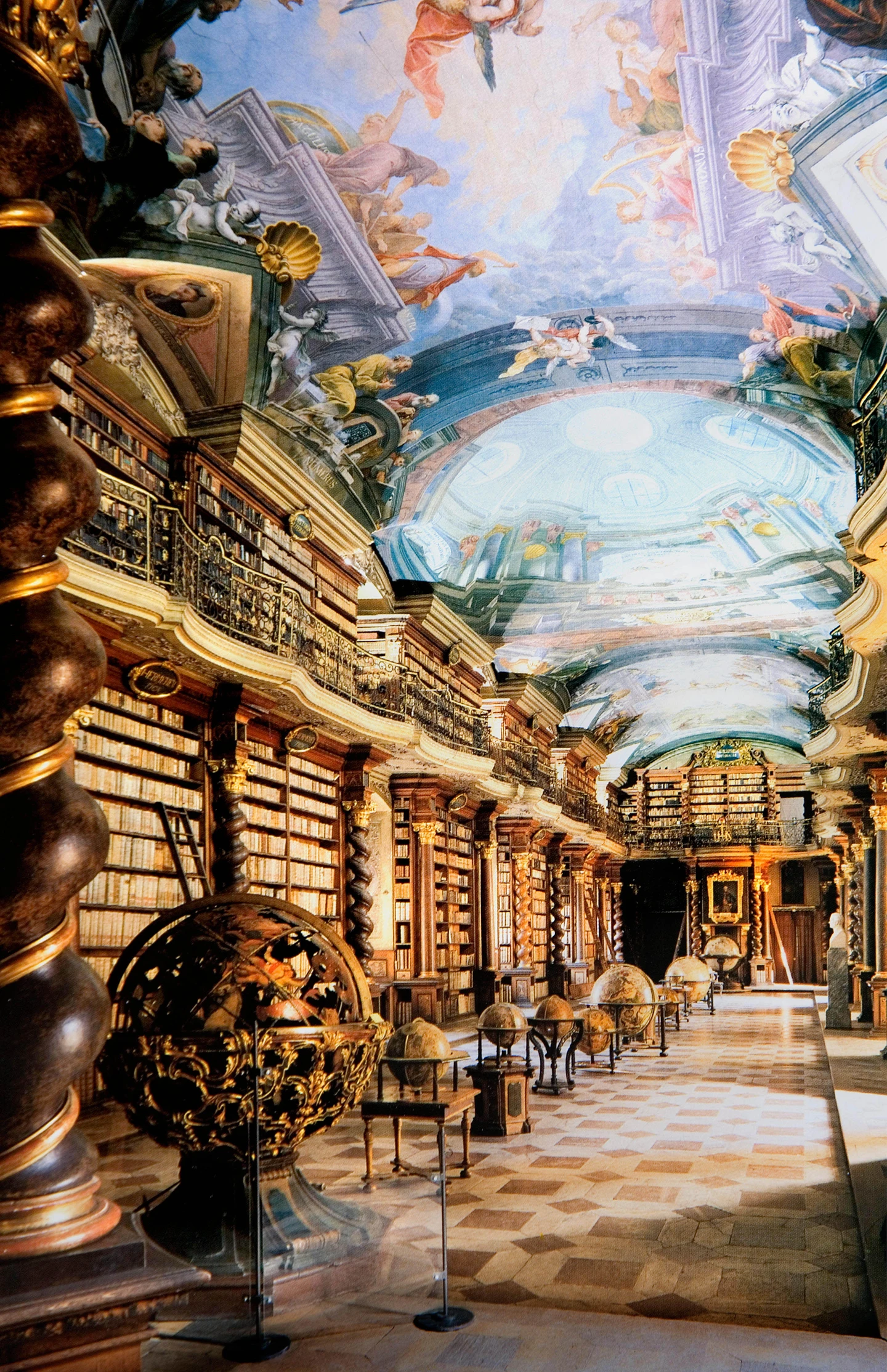 A photo inside of The Klementinum, The Baroque Library in Prague