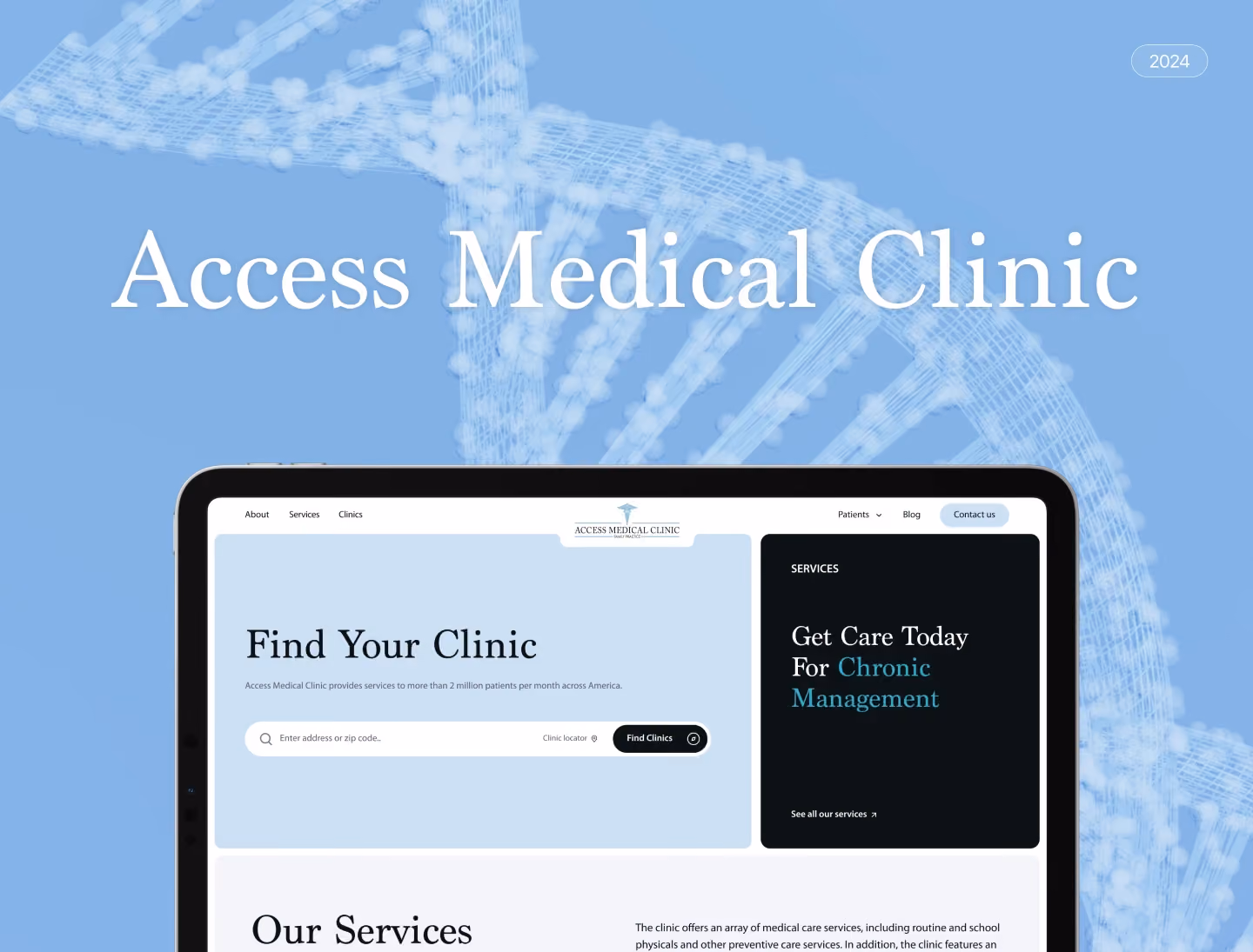 Modern medical clinic website design mockup by creative design and development studio.