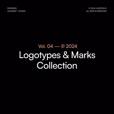 Minimalist black cover for 2024 logotype and brand mark collection by Celerart.