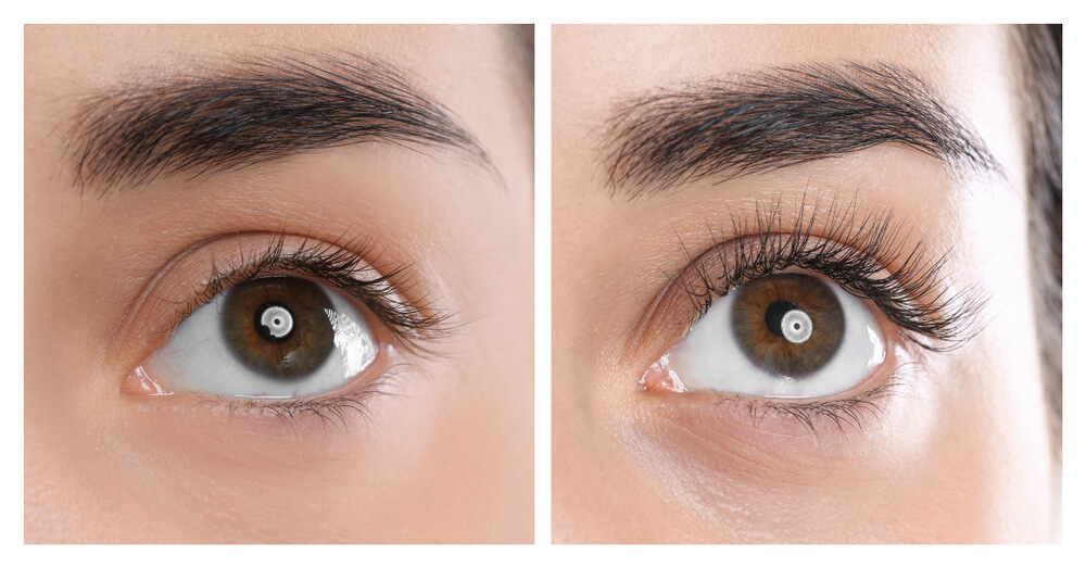 Before and after lash lift and tint Miami FL