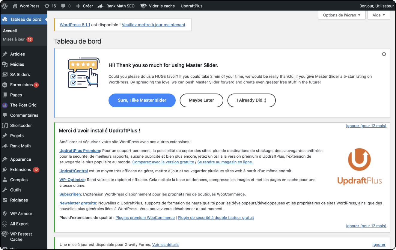 Back-office WordPress