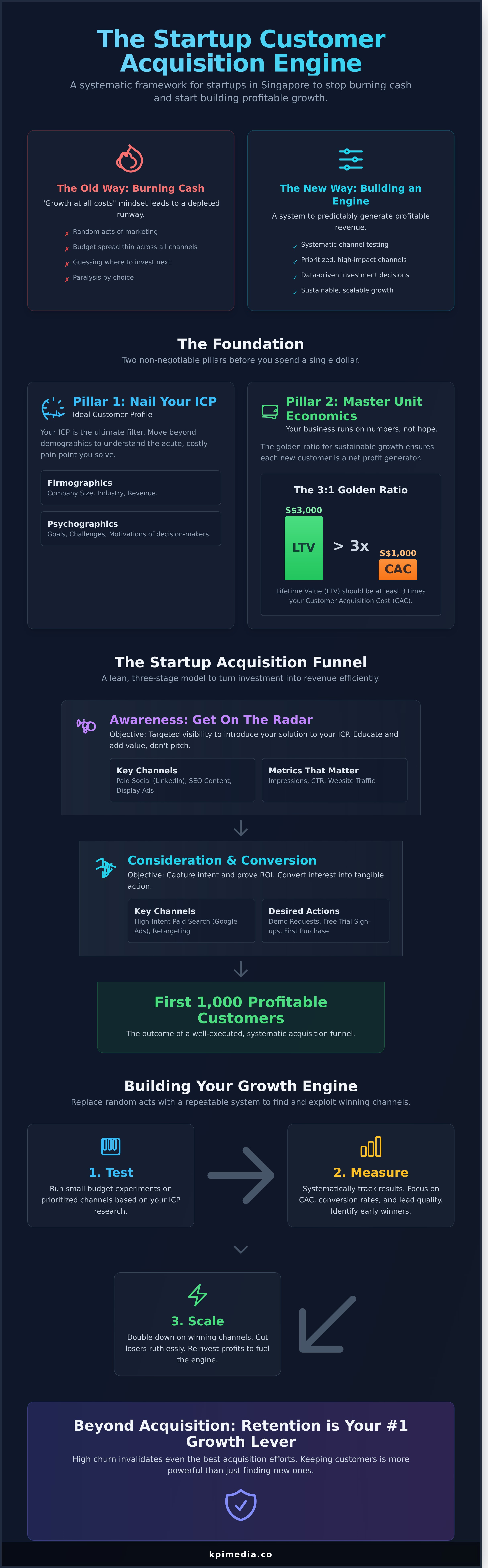 Customer acquisition strategy for startups infographic - visual guide