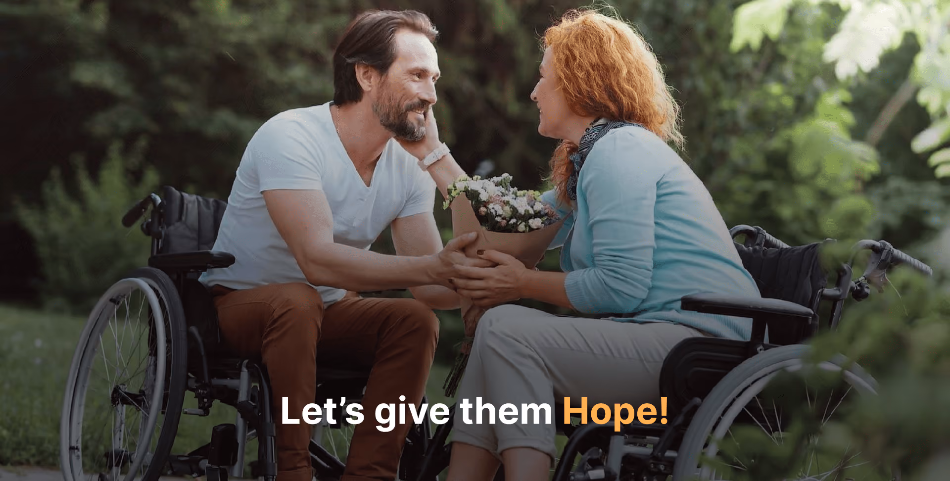 Couple on wheelchair in love