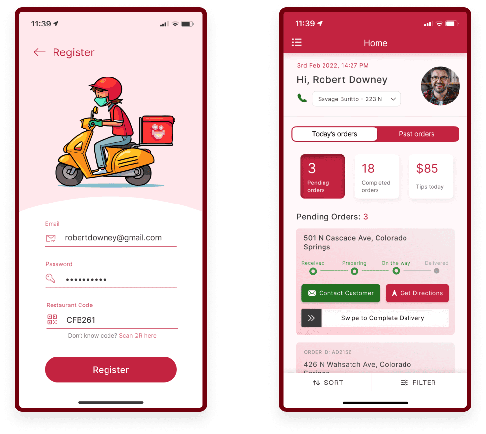 Delivery Driver App Mockup