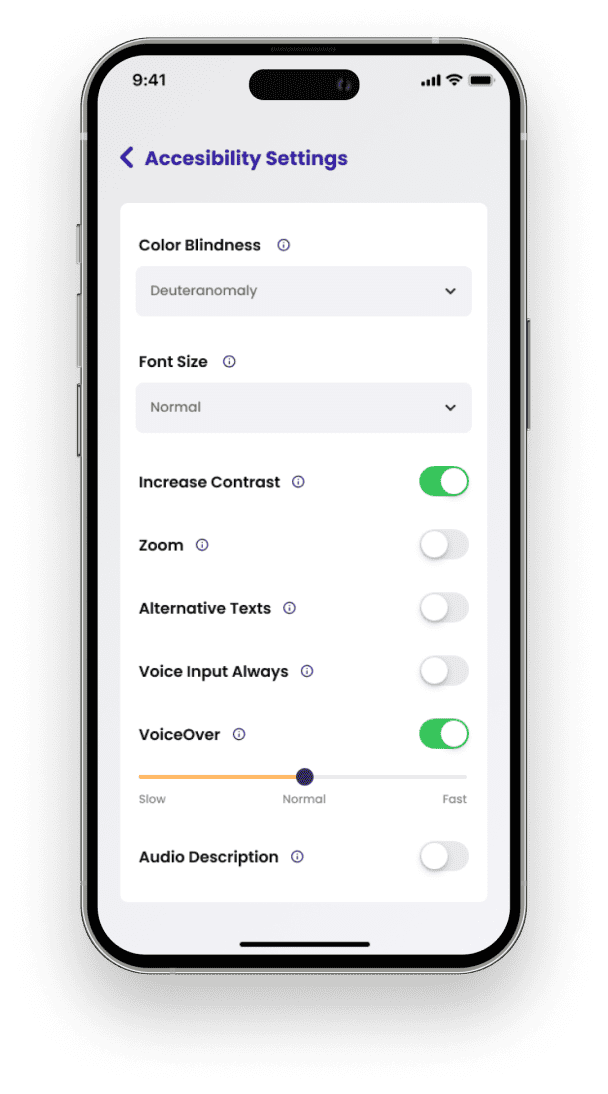 Settings screen for Dateability