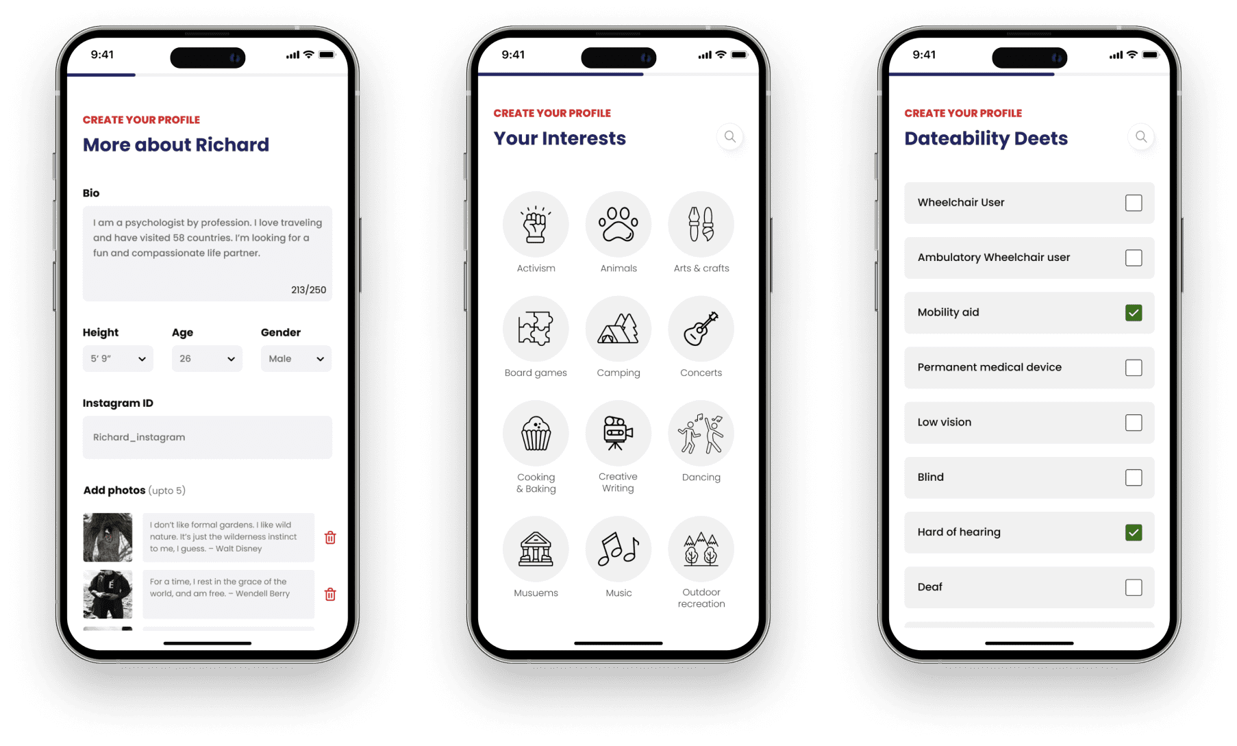Onboarding screens