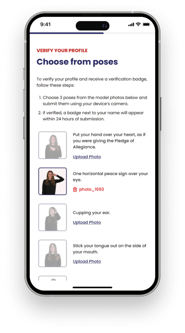 Pose Verification Screen
