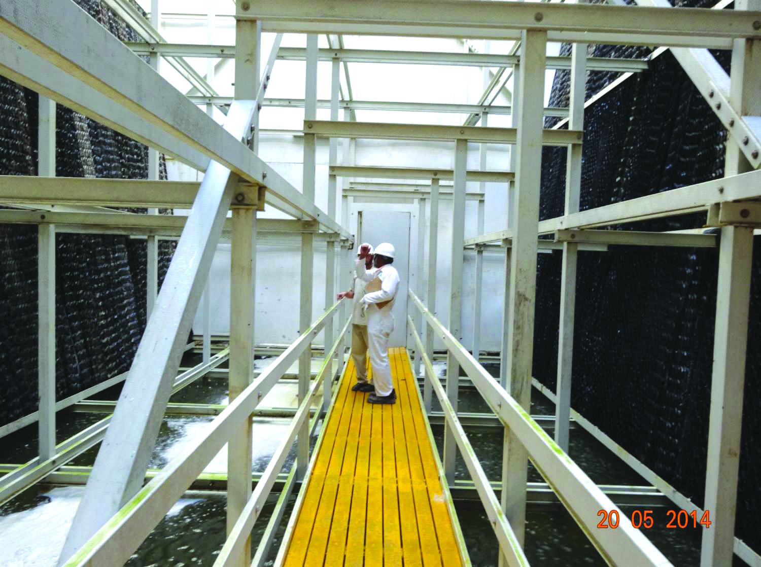 Fiberglass reinforced platform for corrosive industrial environment