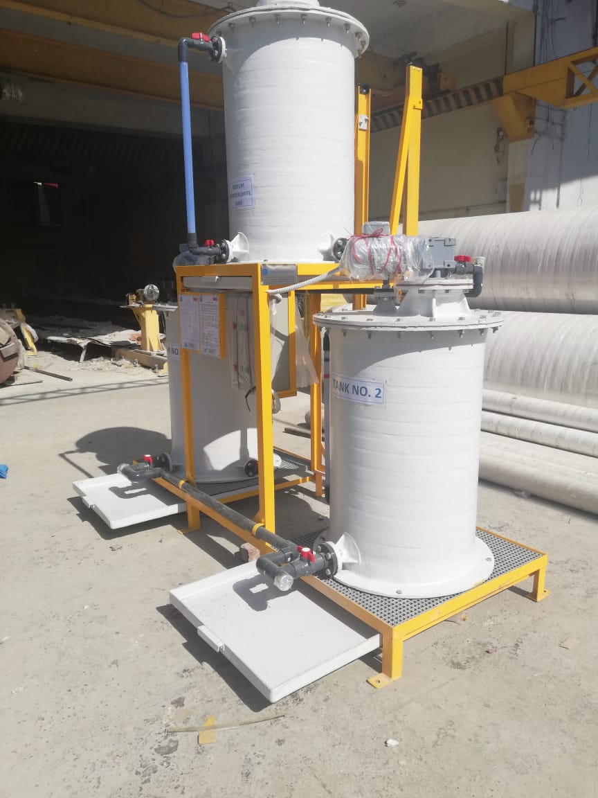 Fiberglass waste water treatment basin installation