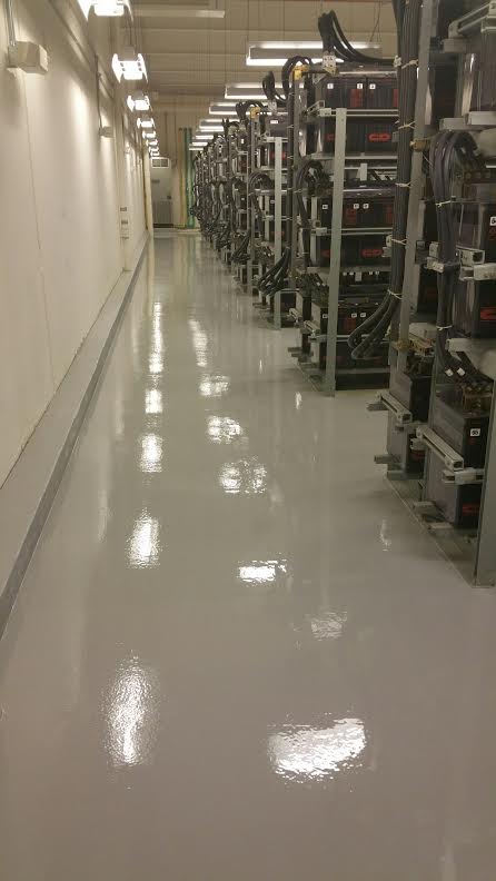 Chemical resistant coating application on industrial floor