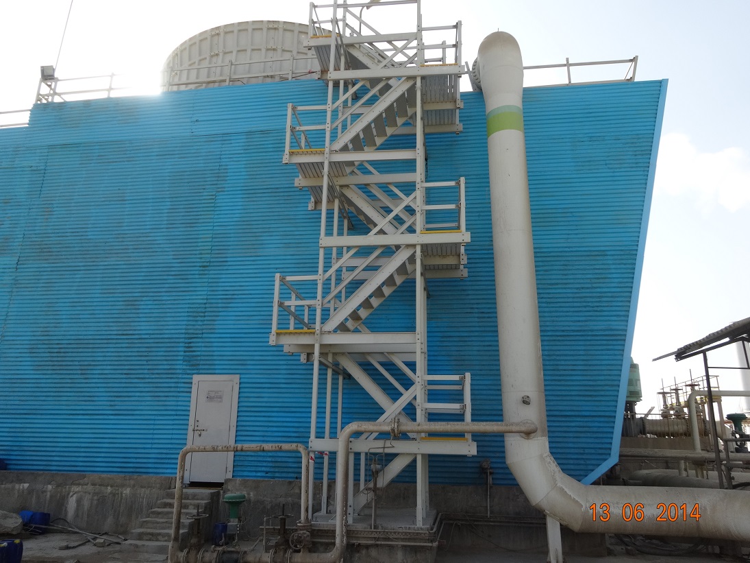 FRP staircase installation at electrical substation