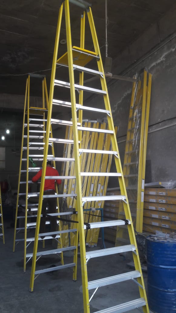 FRP A-type fiberglass ladder for electrical safety applications