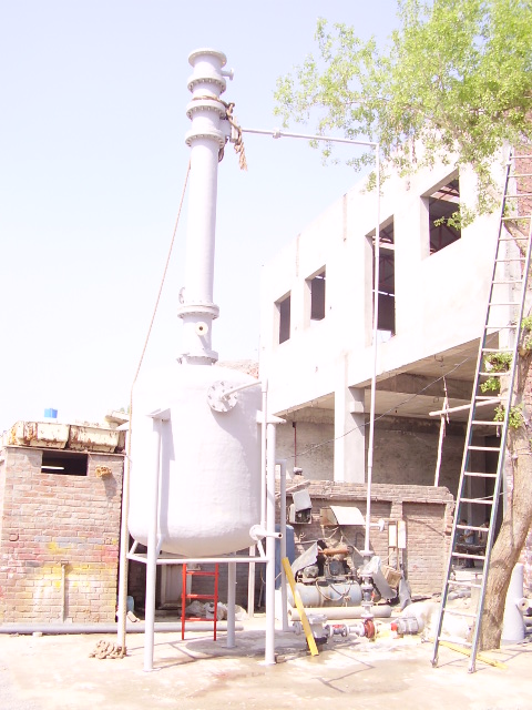 FRP scrubber with exhaust stack and fan system