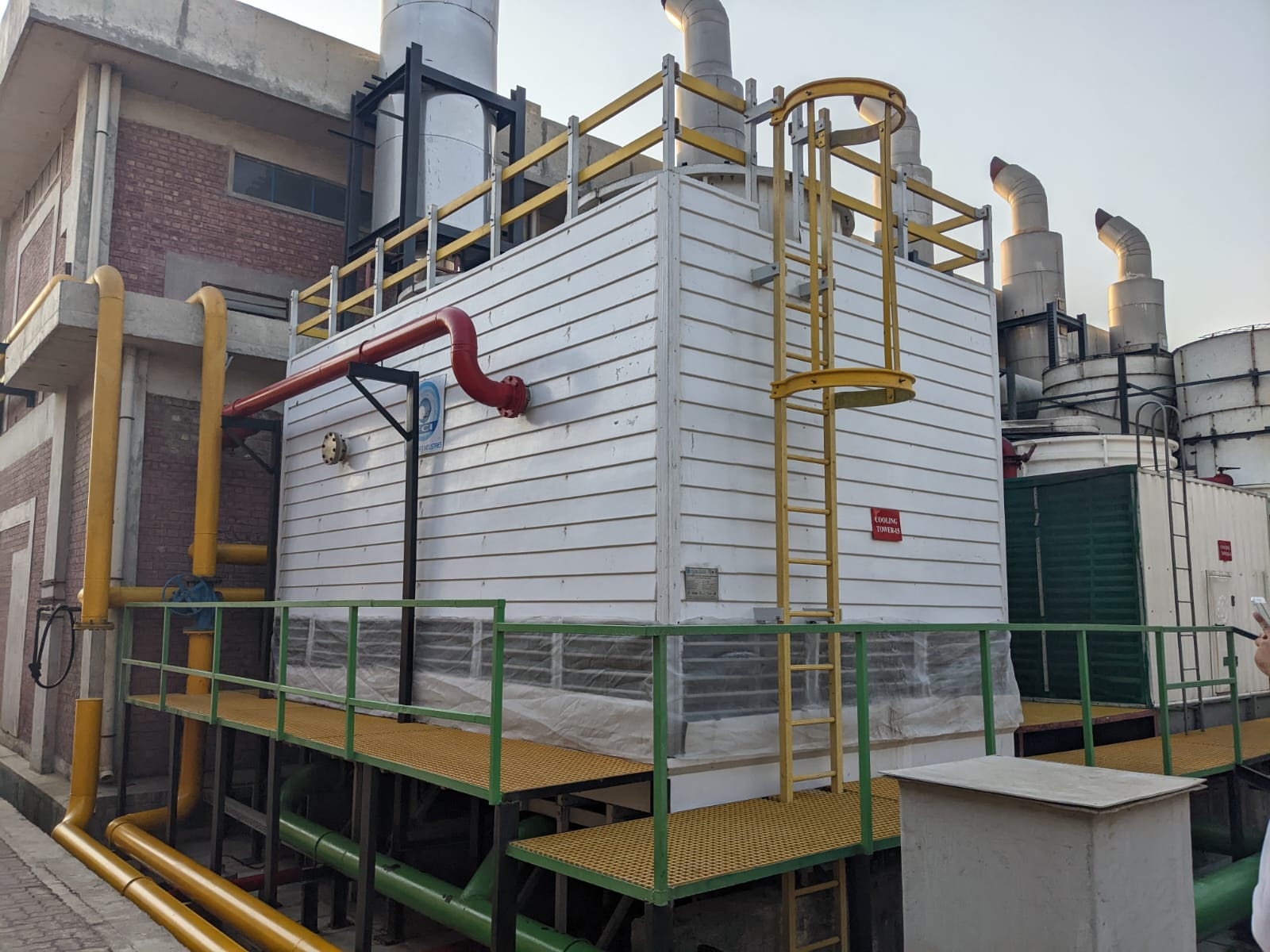 FRP cooling tower casing and louver panel system