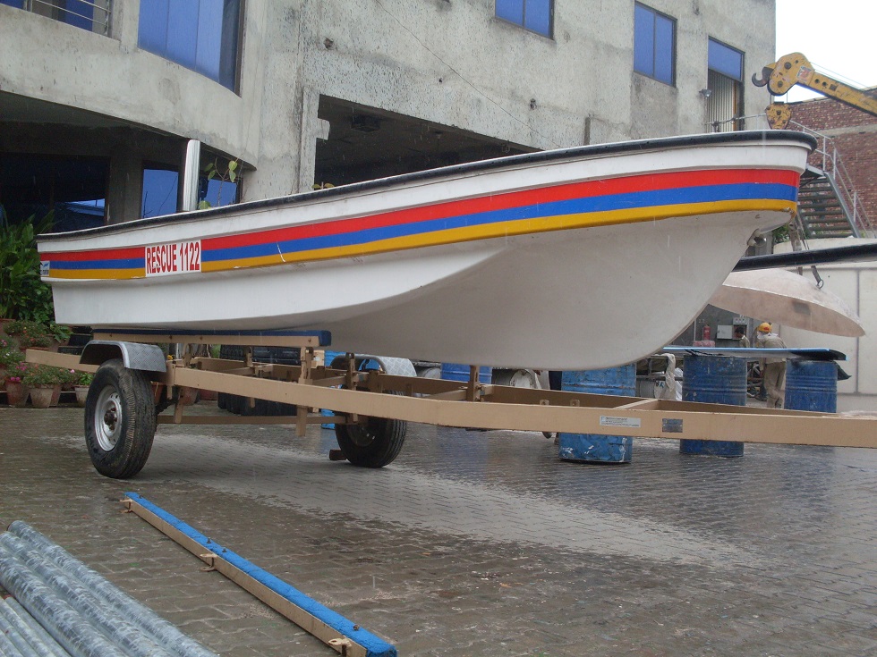 Completed FRP marine boat by FCI Composites Pakistan