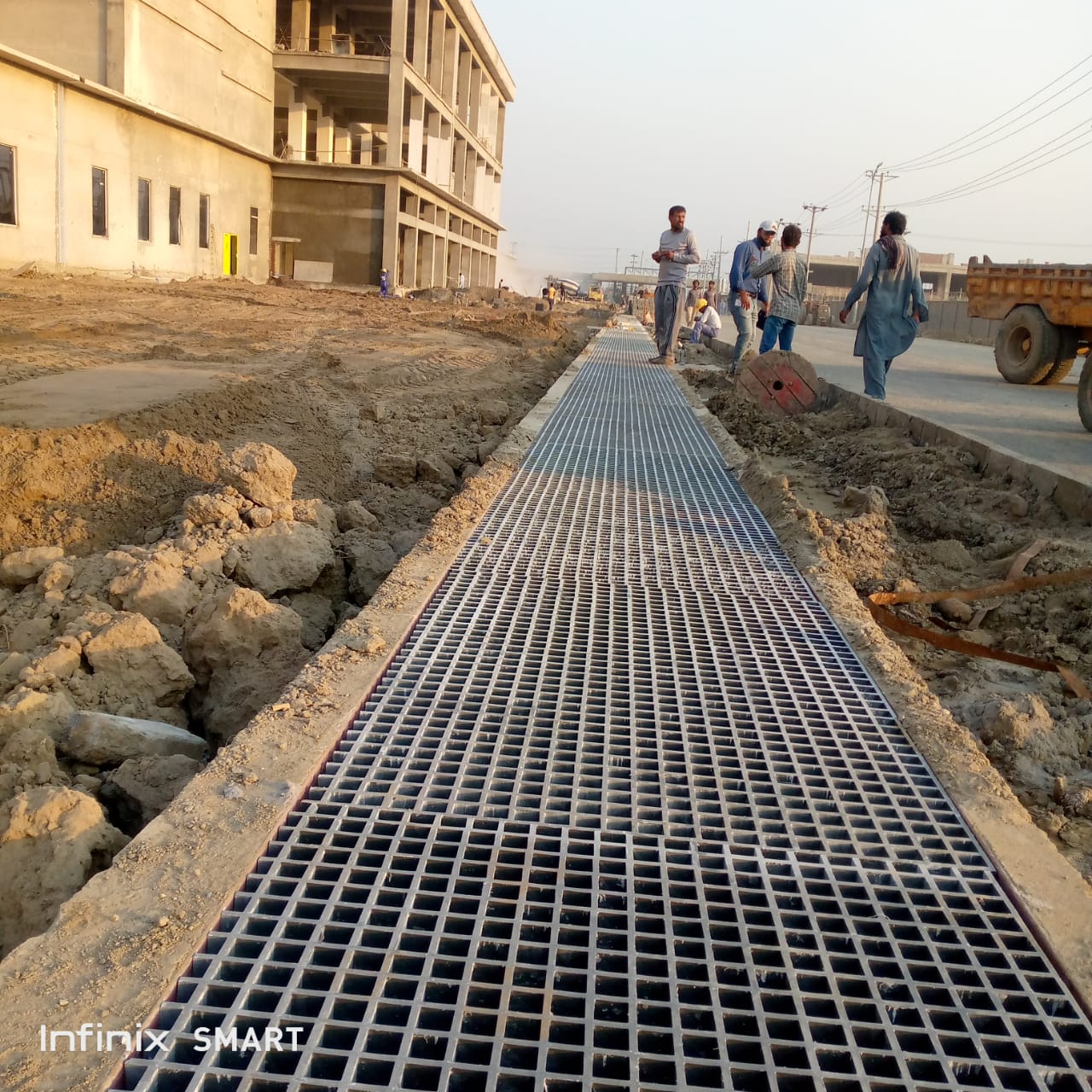 FRP grating installation on industrial platform