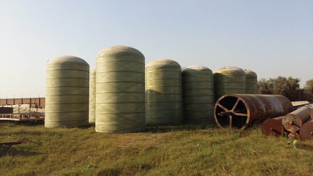 Custom FRP tank with manway and nozzle fittings