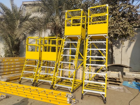 FRP fiberglass ladder manufacturer in Pakistan. A-type, extension & platform ladders - non-conductive, lightweight & durable for industrial and warehouse use.
