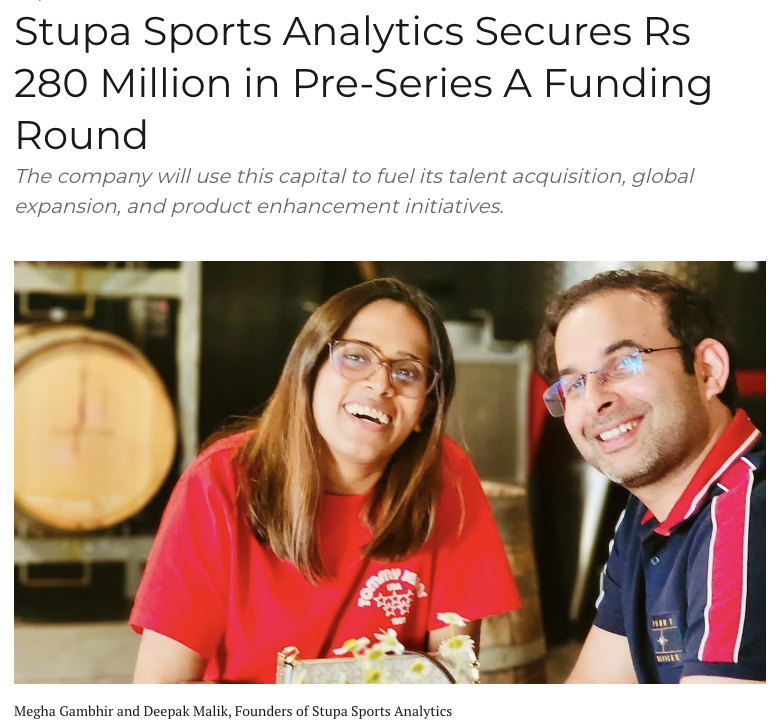Stupa Sports Analytics Secures Rs 280 Million in Pre-Series A Funding Round