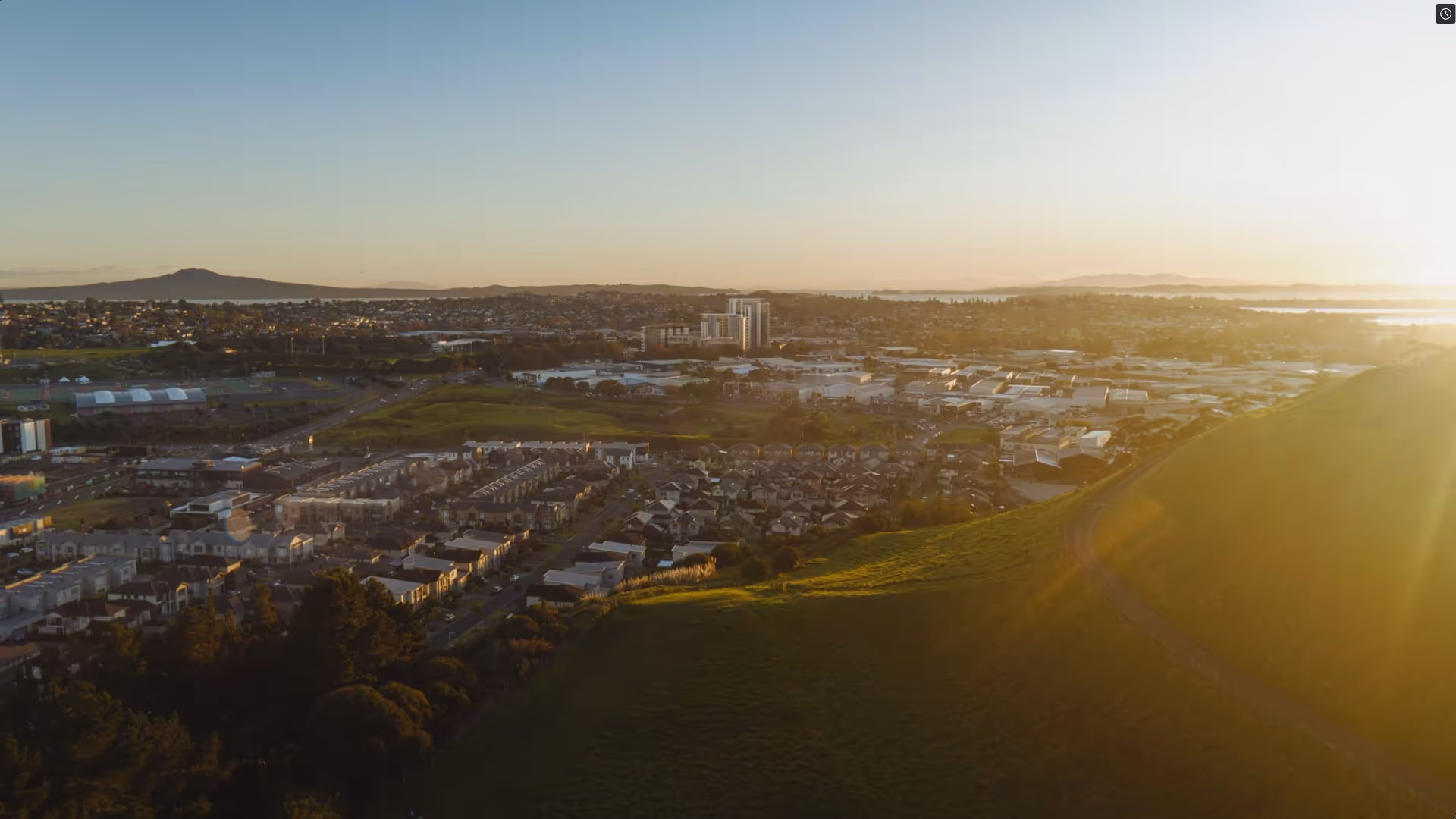 Mountain Drone Maunga Mt Wellington Shundi Mana Whenua Te Tauoma Tangata Whenua Glen Innes Sunset Stonefields Community Auckland Volcanic Zone