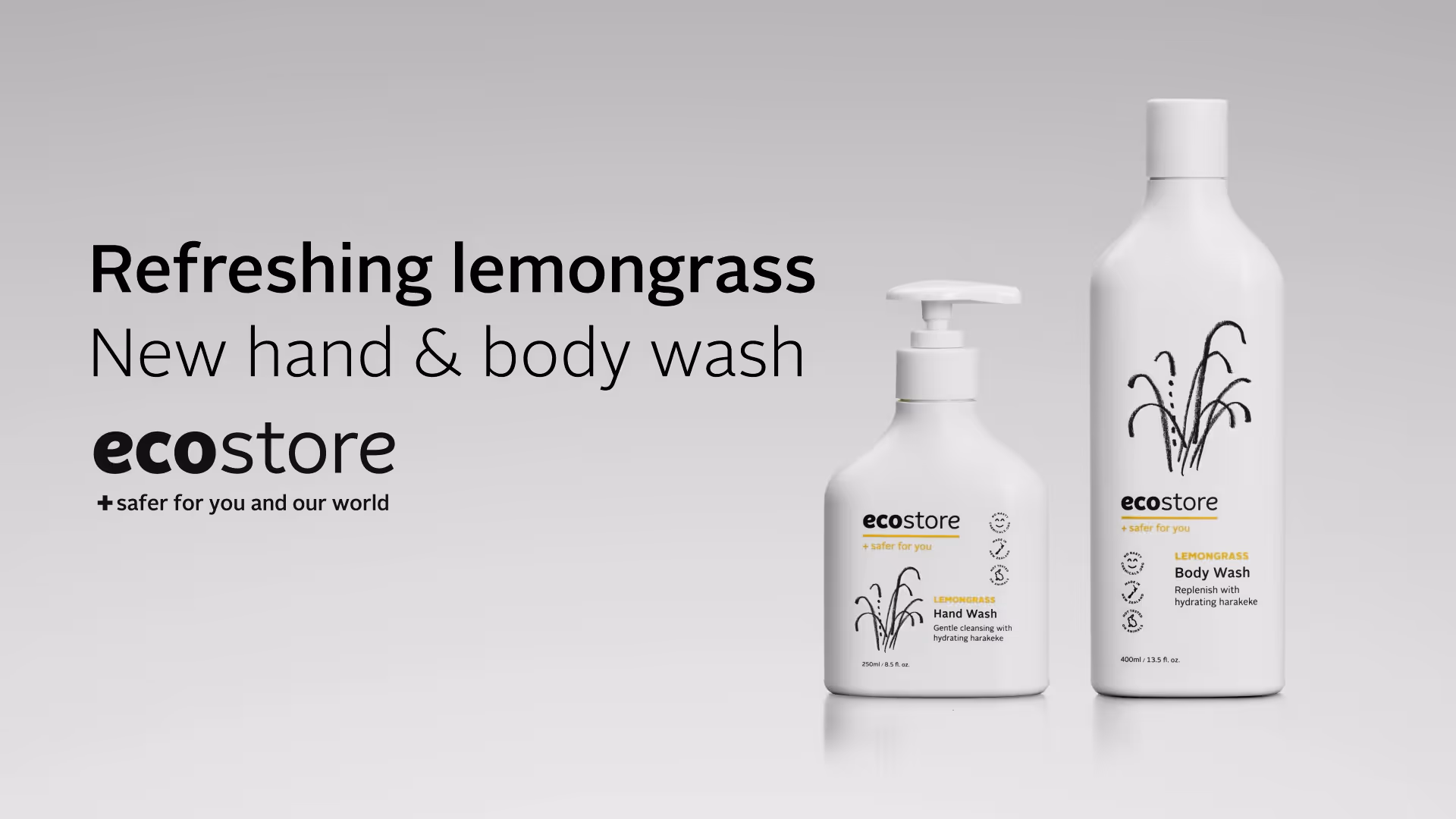 Ecostore is all about Natural Sustainable ingredients, I mean, It's all in the name. Ecofriently products. Karekare, and Lemongrass. 3D animation skills. Ad Advertising Marketing