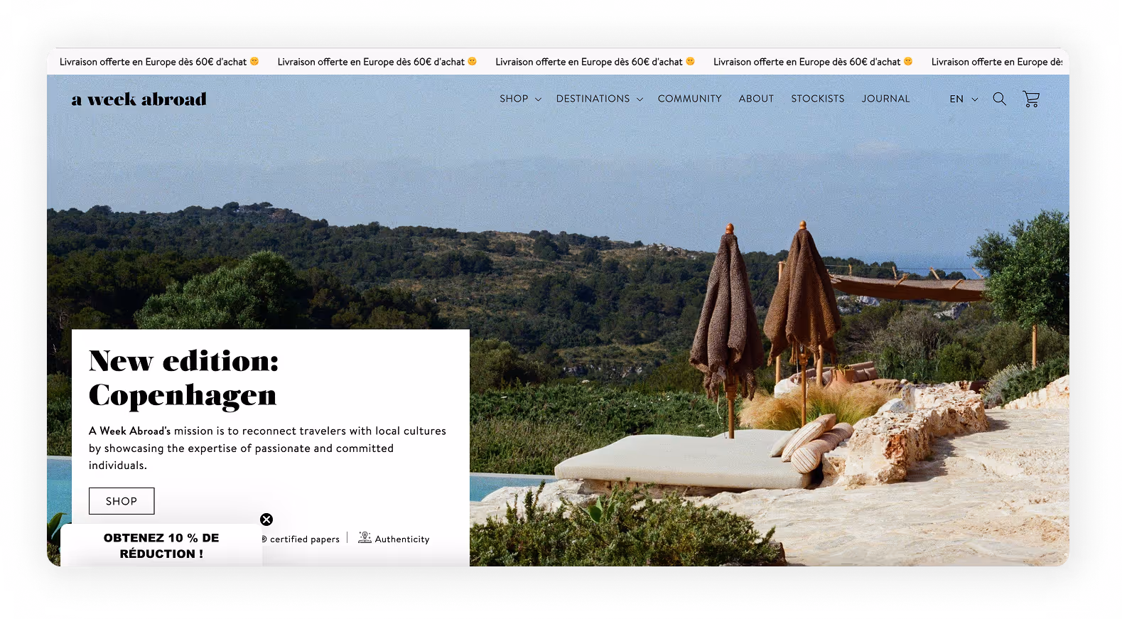 Screenshot of A Week Abroad  website.