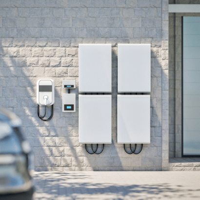 3d rendering battery energy storage system with ev charger for residential used