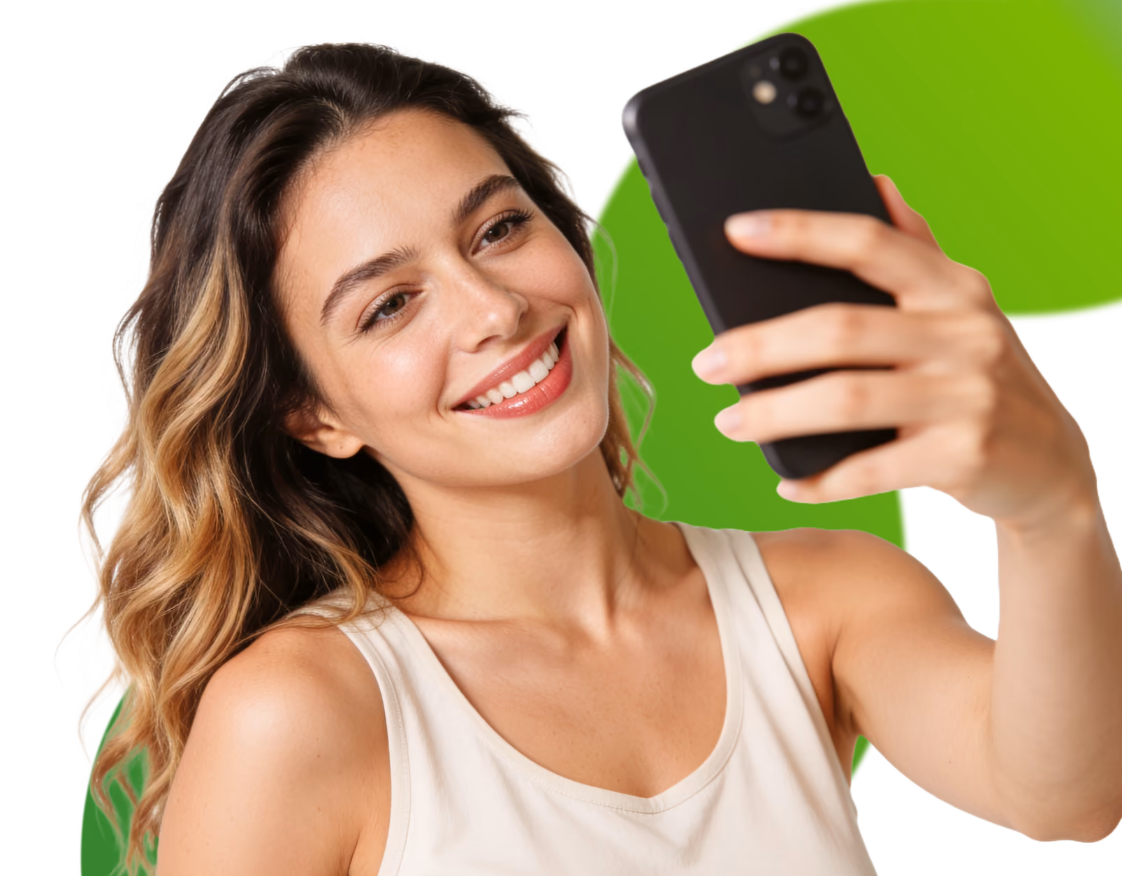 Content creator holding a smartphone