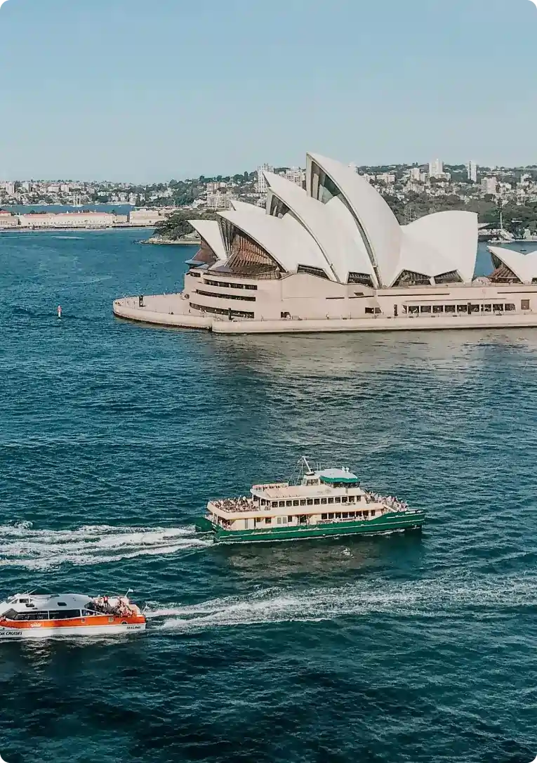 Sydney Opera House overlooking the harbour, representing Airbnb management services in Australia.
