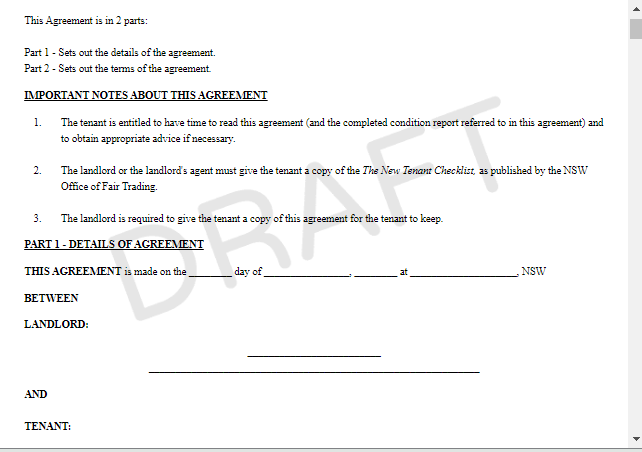 Image sample of the free residential agreement template within this article.