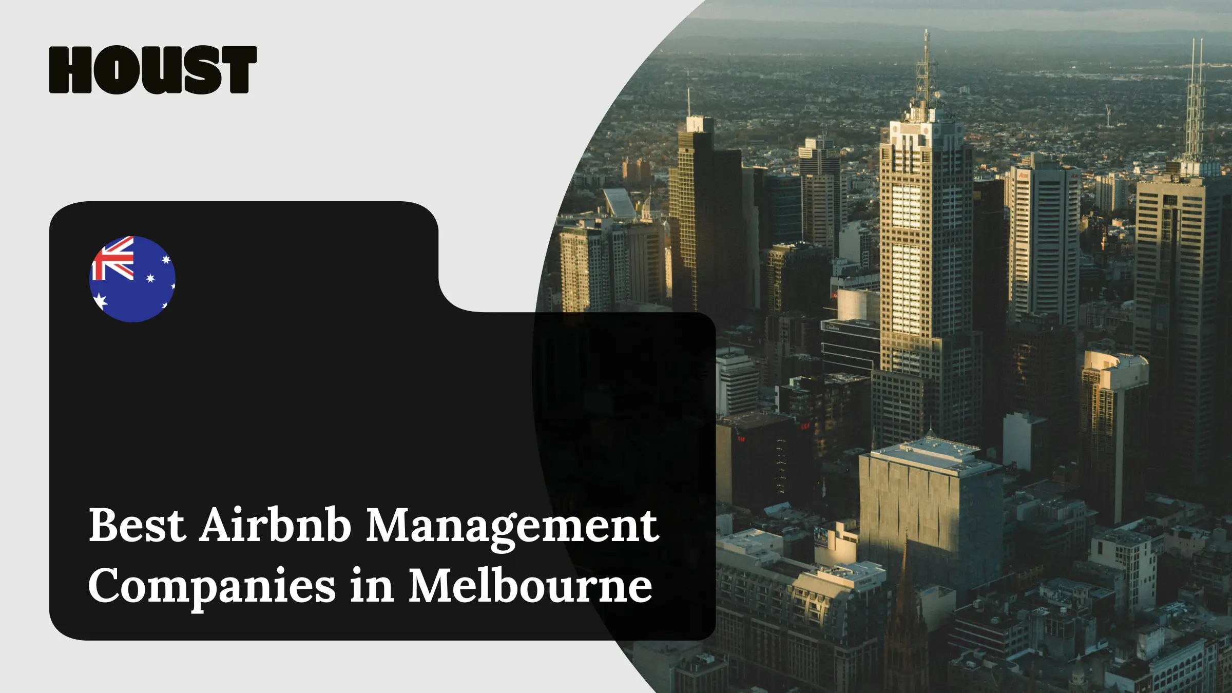 Aerial view of Melbourne CBD skyline at dusk, featured image for best Airbnb management companies in Melbourne guide.