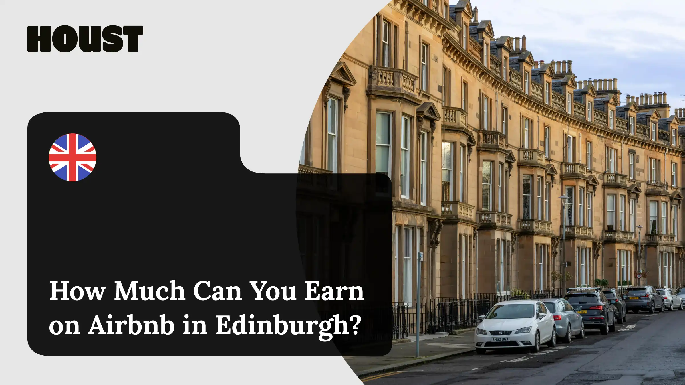 Edinburgh New Town sandstone Georgian terrace on a residential street, featured image for how much can you earn on Airbnb in Edinburgh guide.