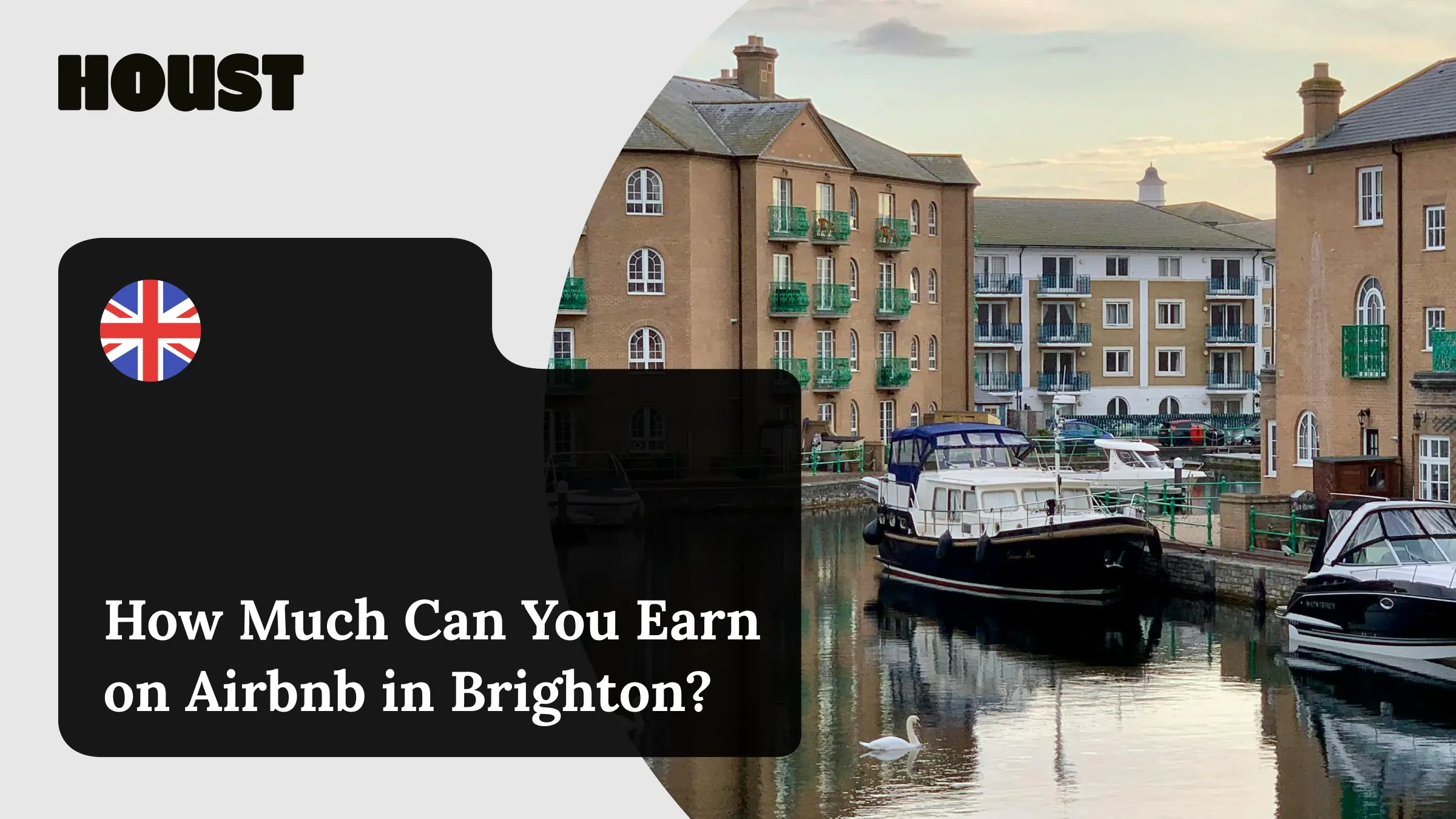Brighton marina with boats and waterfront apartments, featured image for how much can you earn on Airbnb in Brighton guide.