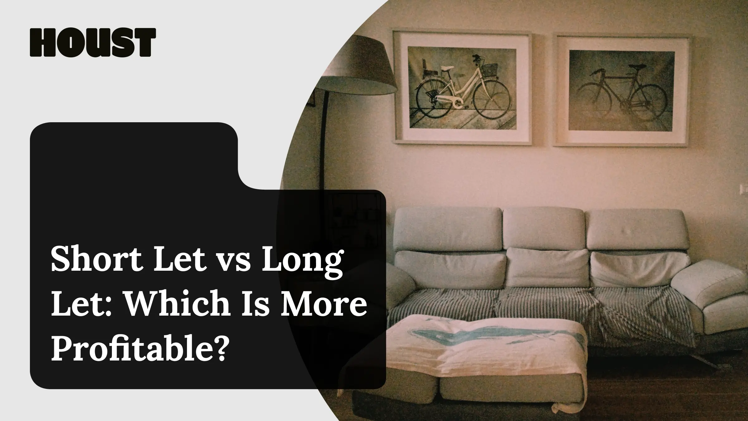 Bright furnished apartment living room with natural light, featured image for Houst's short let vs long let income comparison guide.