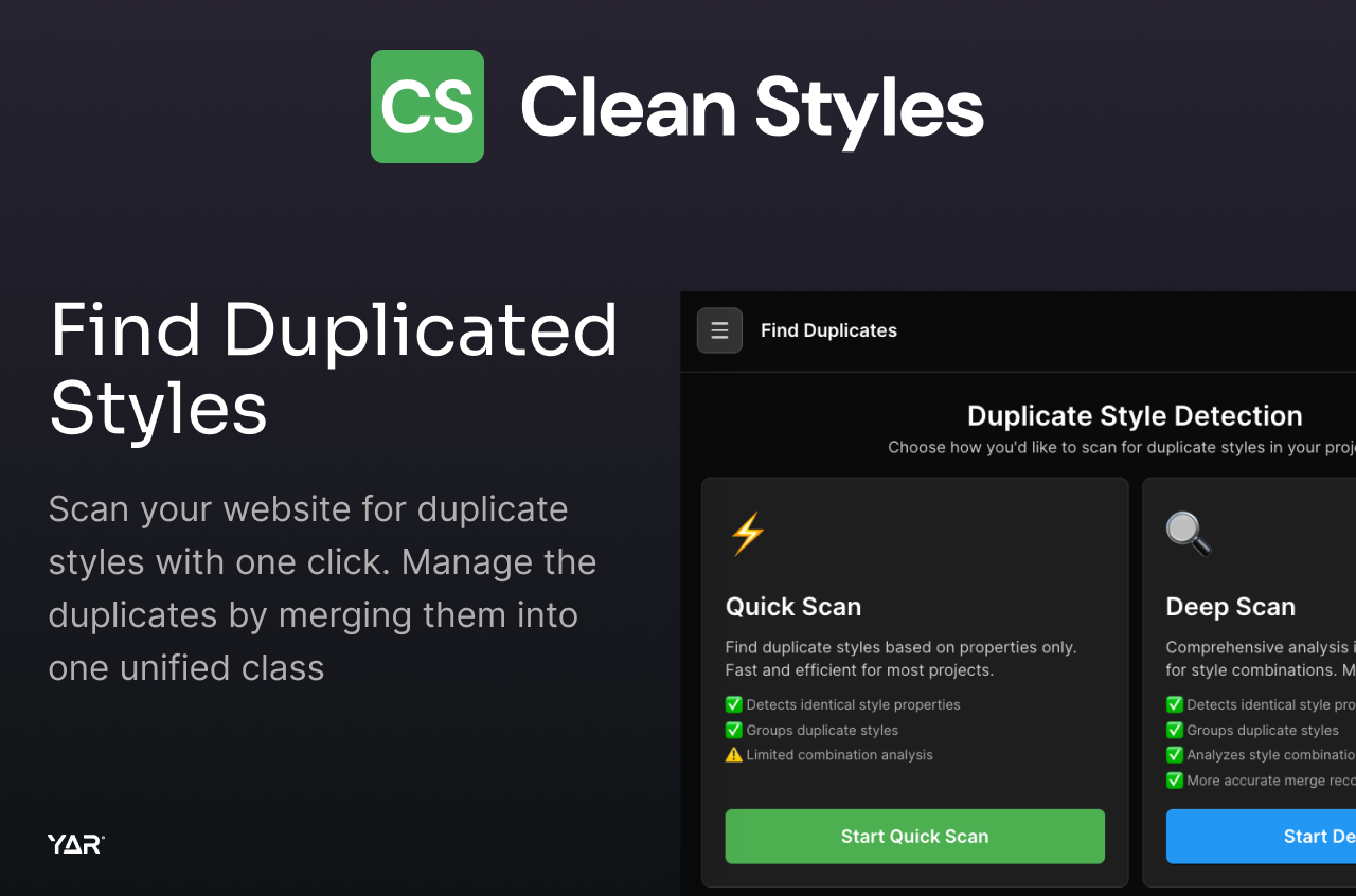 clean styles finds duplicates styles