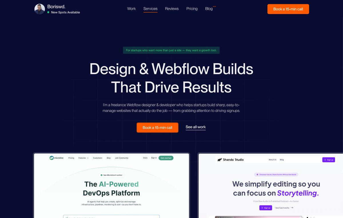 Boris Kolasinac Webflow Designer & Developer cover image