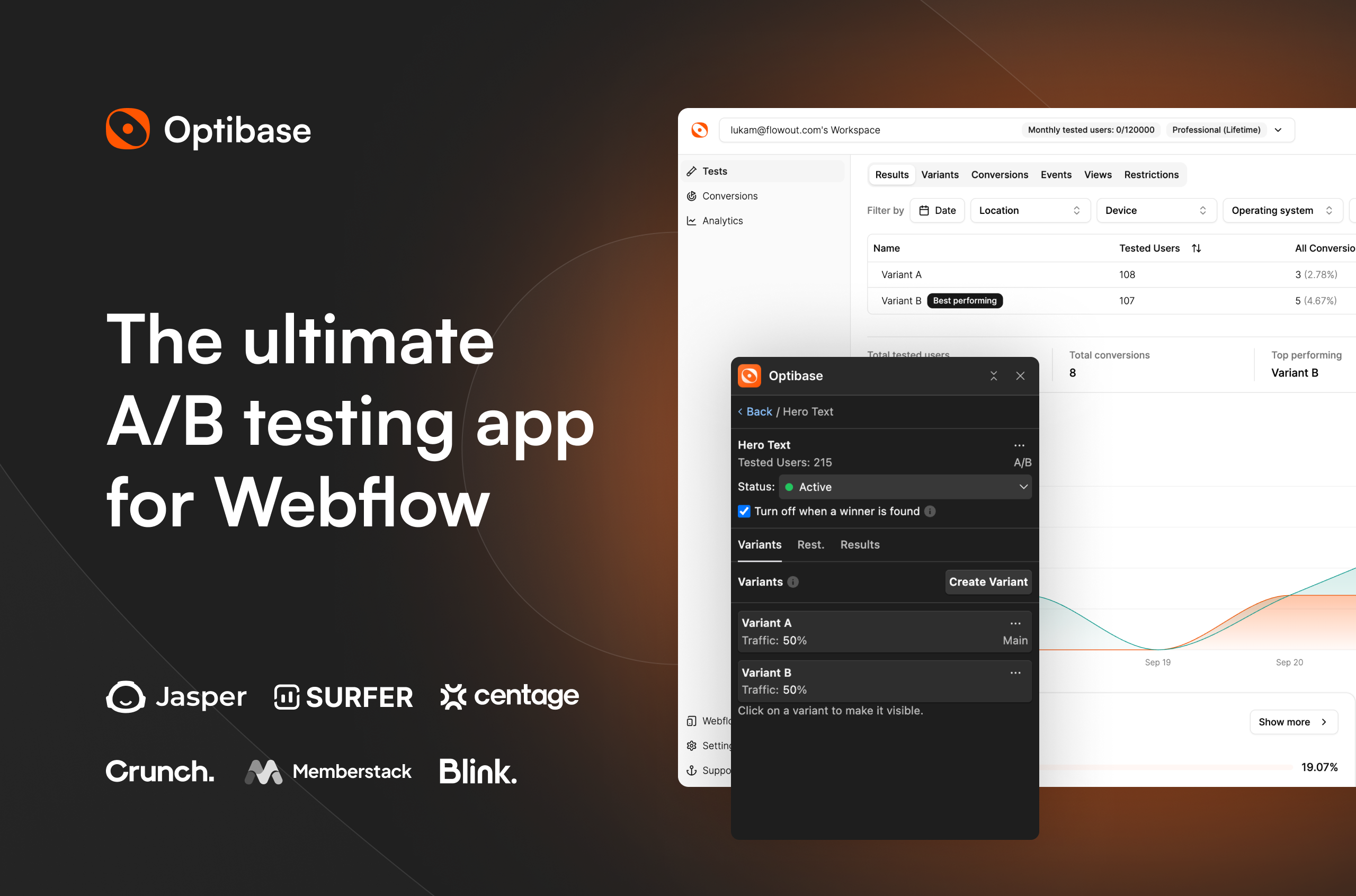Optibase - A/B testing for Webflow