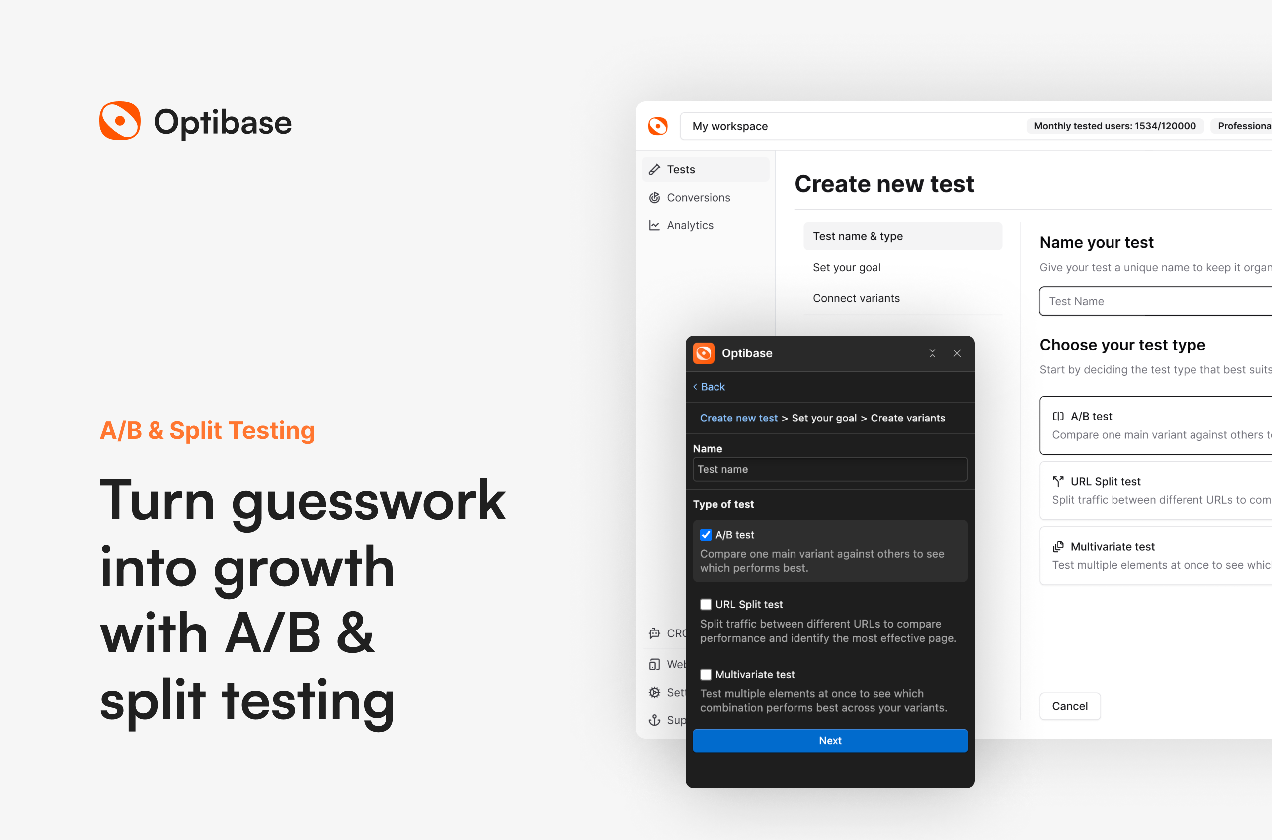 Optibase - A/B testing for Webflow