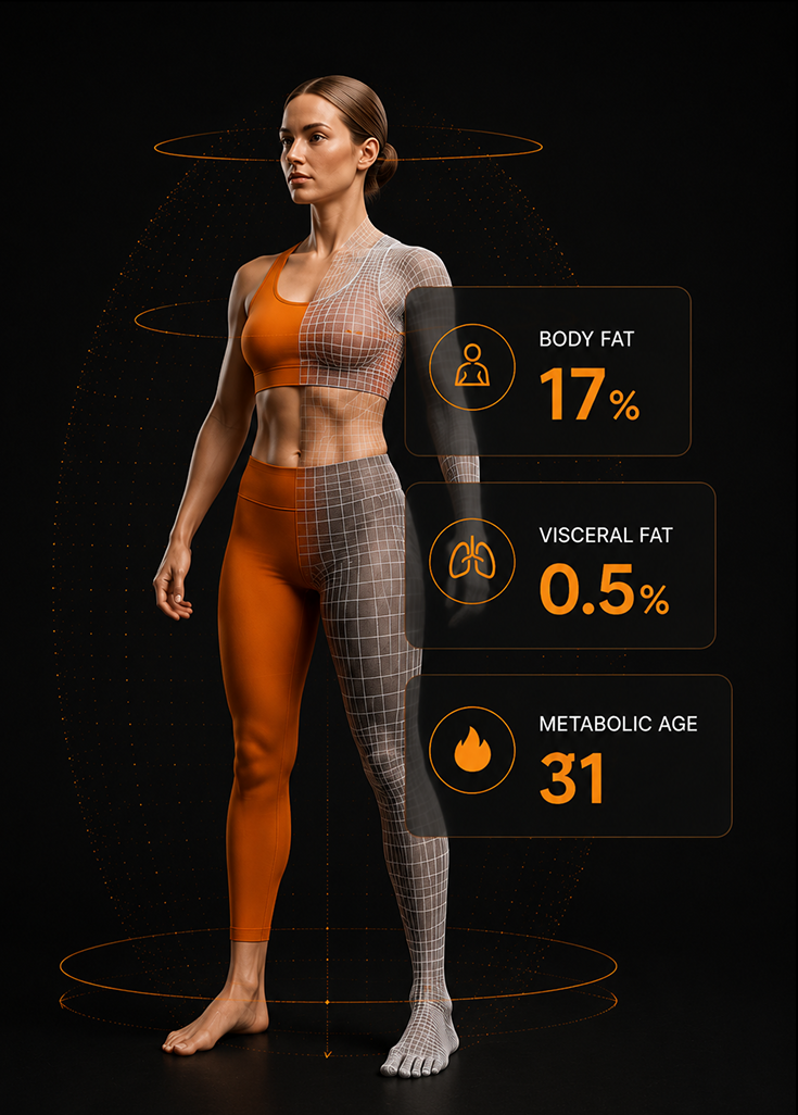 Full-color Fit3D 3D body scan avatar.