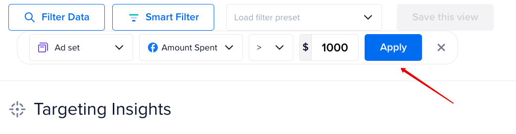 Add conditions to sort your audience using Filter Data.