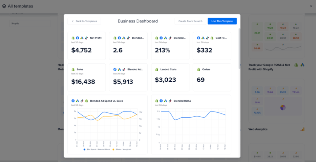 Business Dashboard report template.