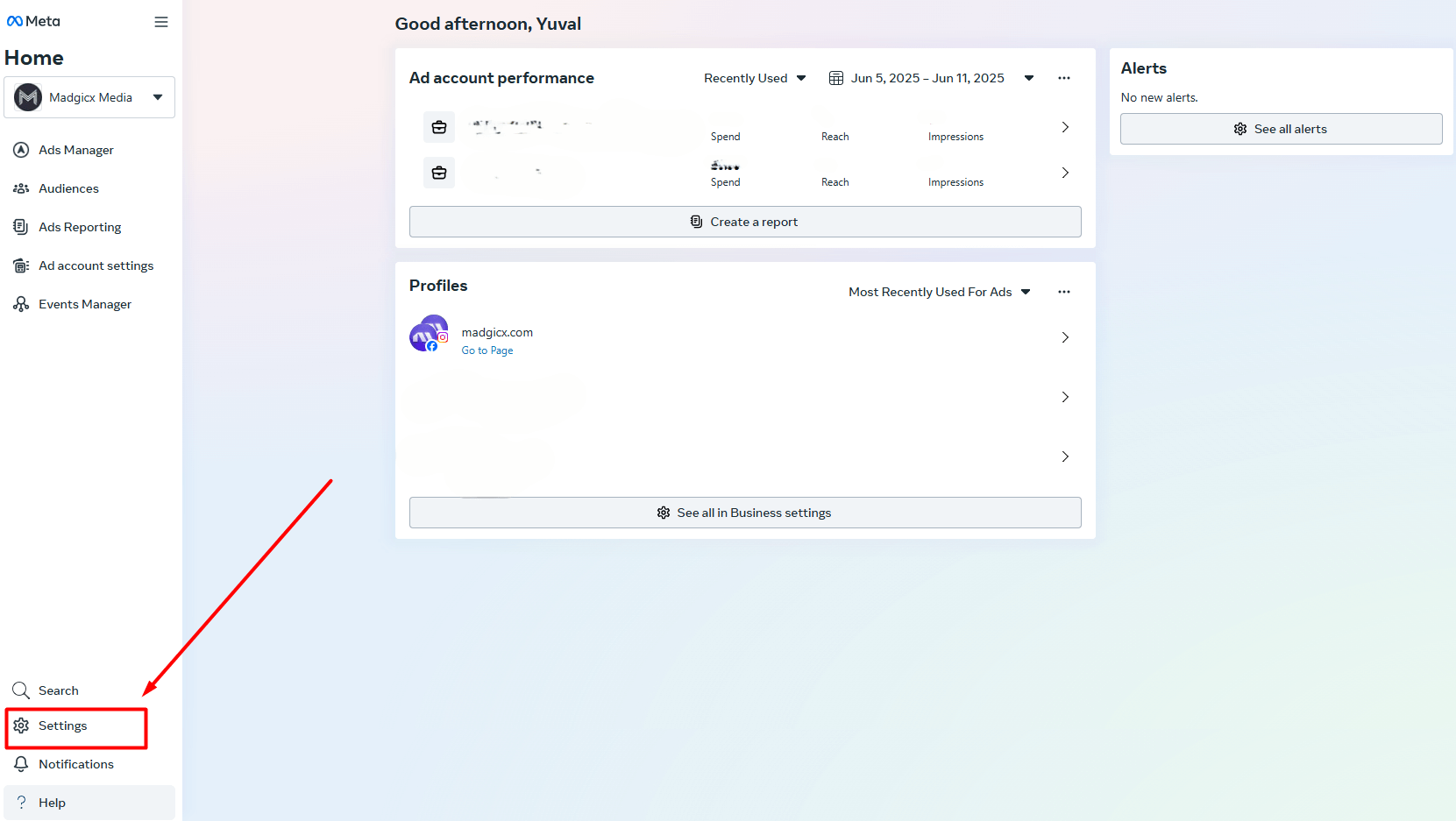 Go to Business Manager settings