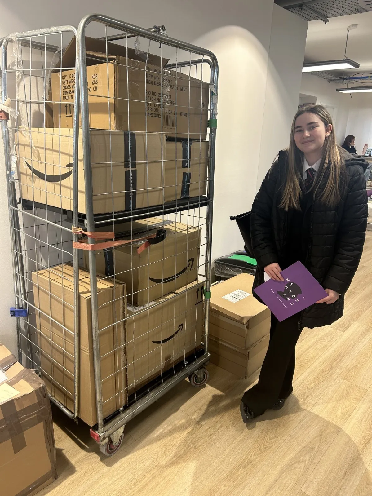 Kiera (Mentee) with donations 