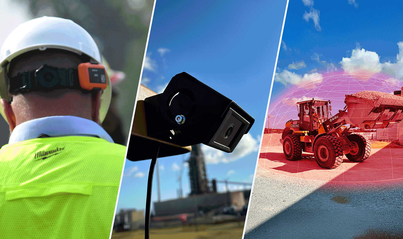 SensorZone PW Core proximity warning system installed on a roller at a road construction site