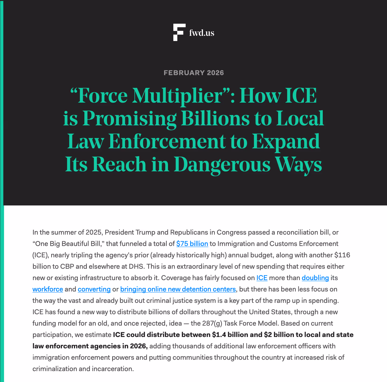 Screenshot of 'Force Multiplier' report from FWD.us (February 2026)

https://www.fwd.us/wp-content/uploads/2026/02/287g.pdf
