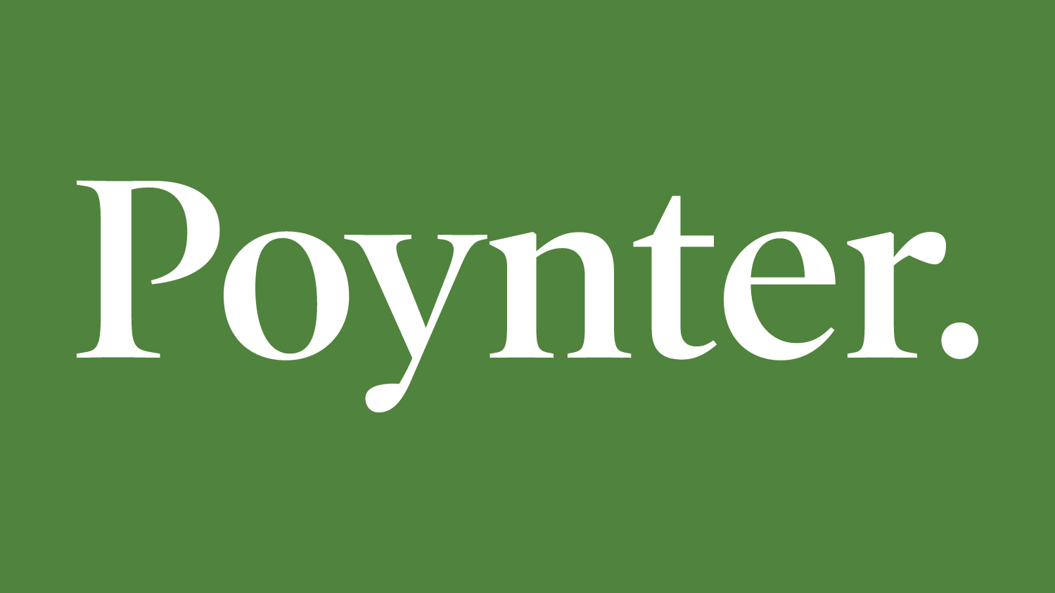 Poynter Institute logo ("Poynter." in white font on green background)