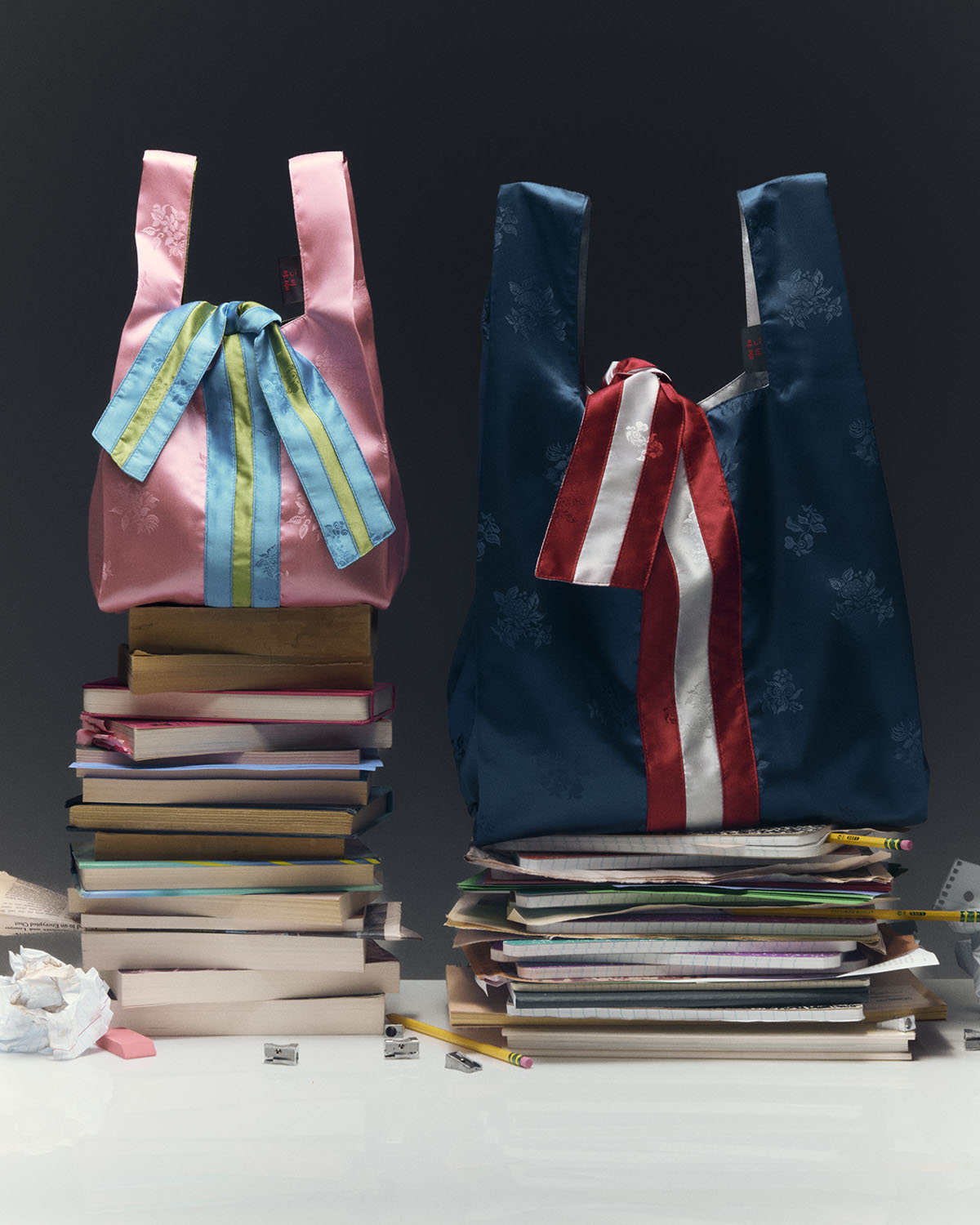 Small Seoul Bodega Tote in Sakura Pink Combo Medium Seoul Bodega Tote in Navy Combo 