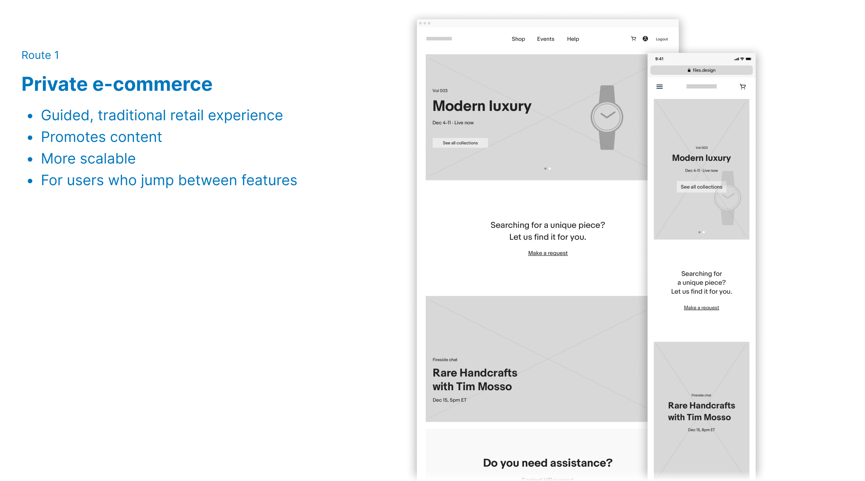 Concept sketch of second approach, private e-commerce